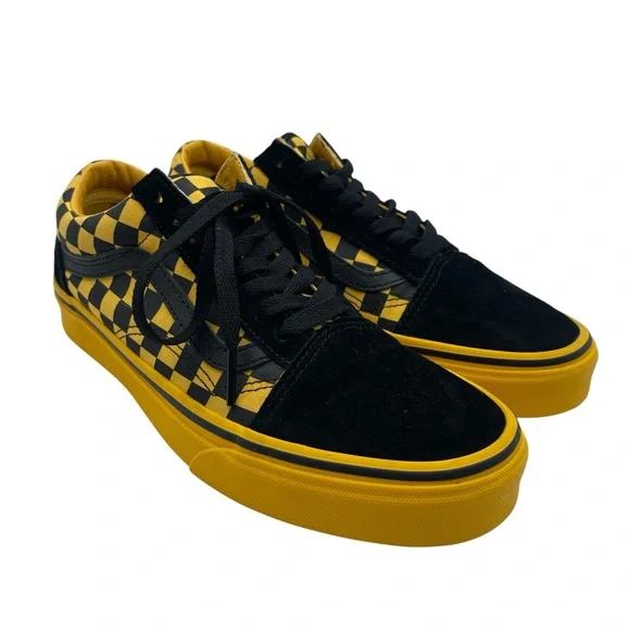 Vans Unisex Old Skool 721356 Black Yellow Checker Sneaker Shoes Size M 7.5 W 9 - Picture 2 of 6